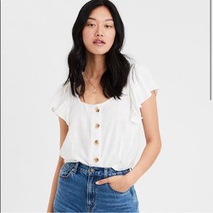 American Eagle Flutter Sleeve Button Down Top